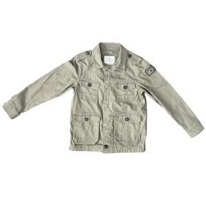 Scalpers Kids Sahariana Olive Green Denim Khaki Utility Jacket Girls Boys size 8